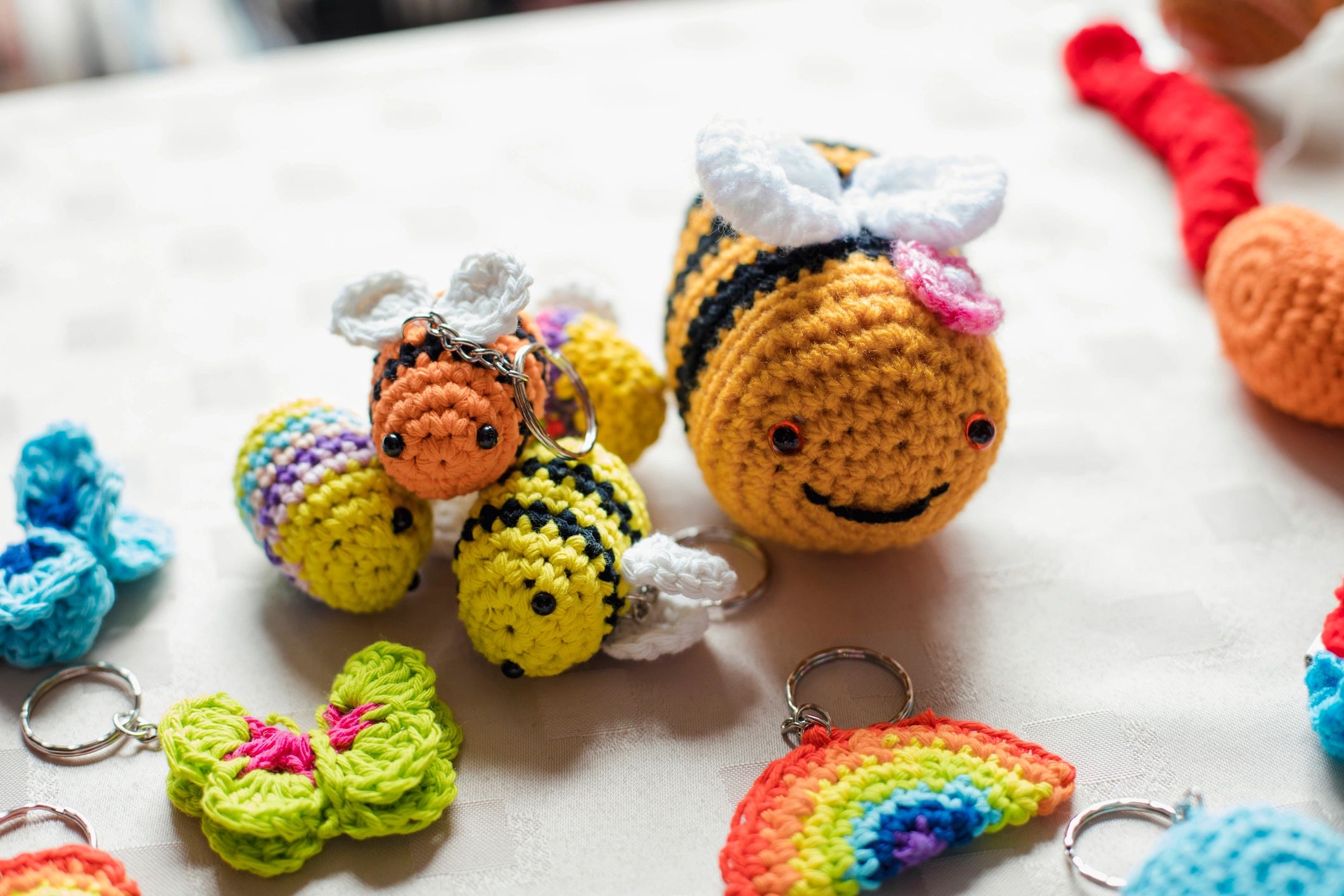 Crocheted handmade keyrings and small accessories
