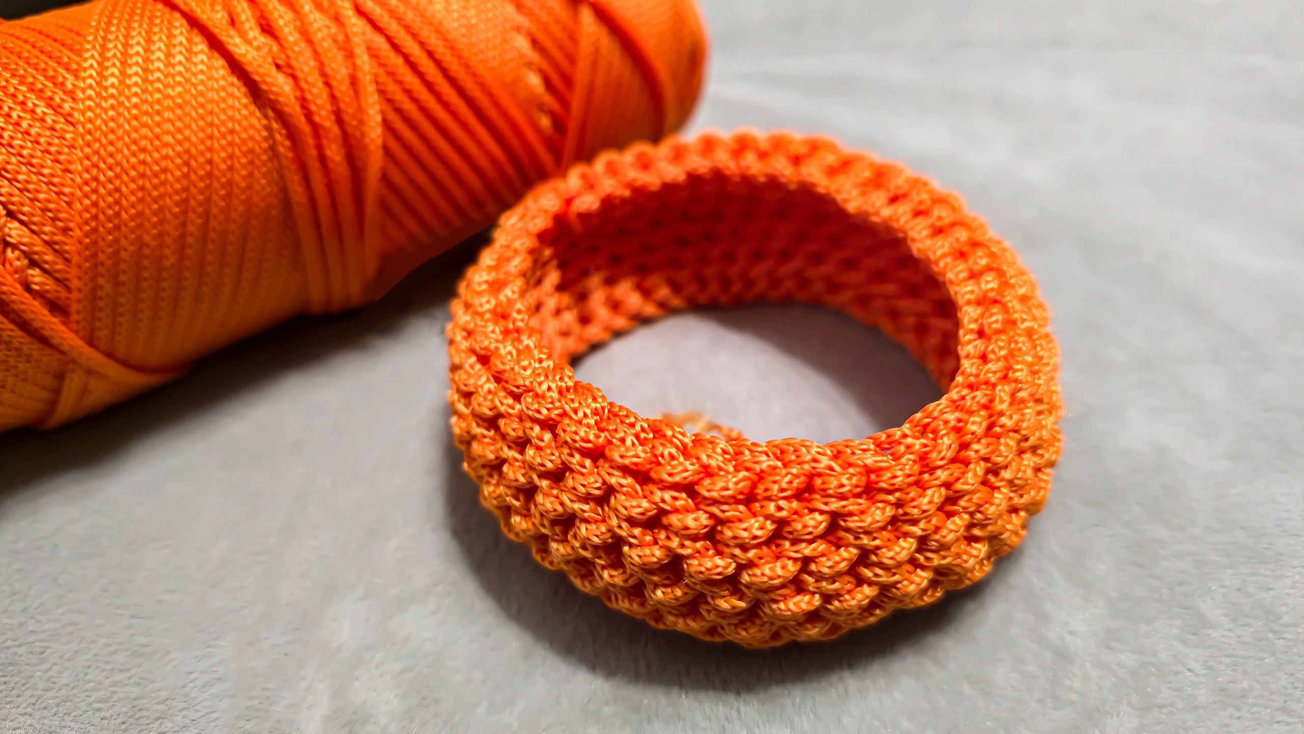 Orange crocheted bracelet handmade accessory