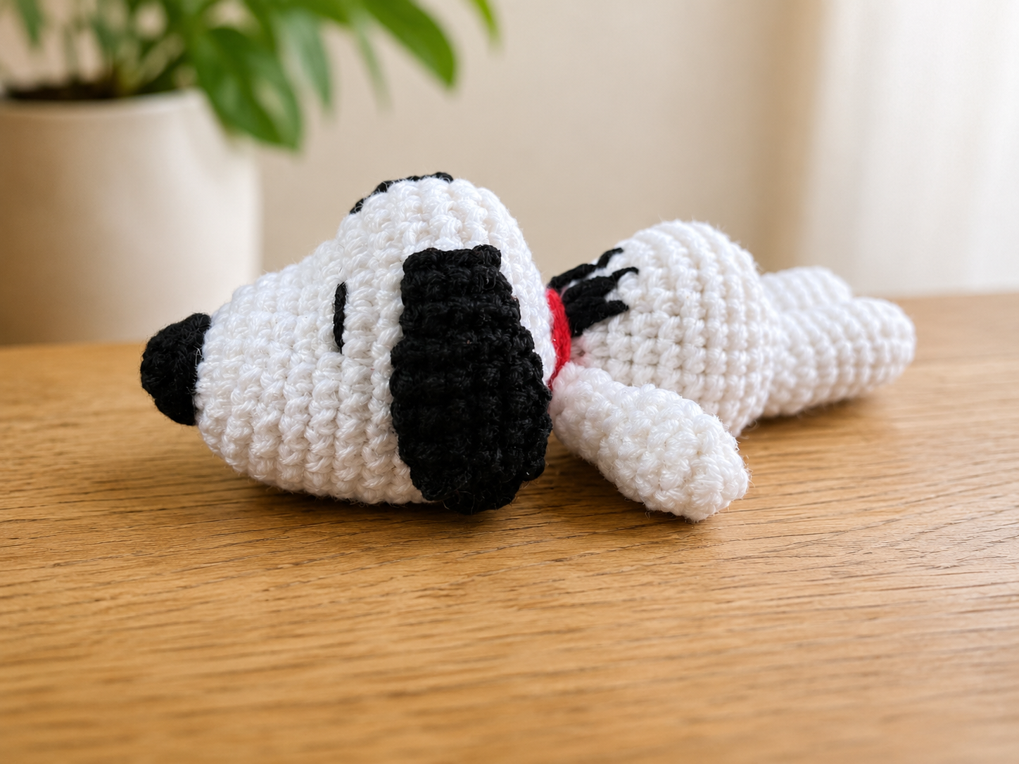 crocheted snoopy, toy, cute, cartoon, plushie,  deskside toy by kimistore, order online 